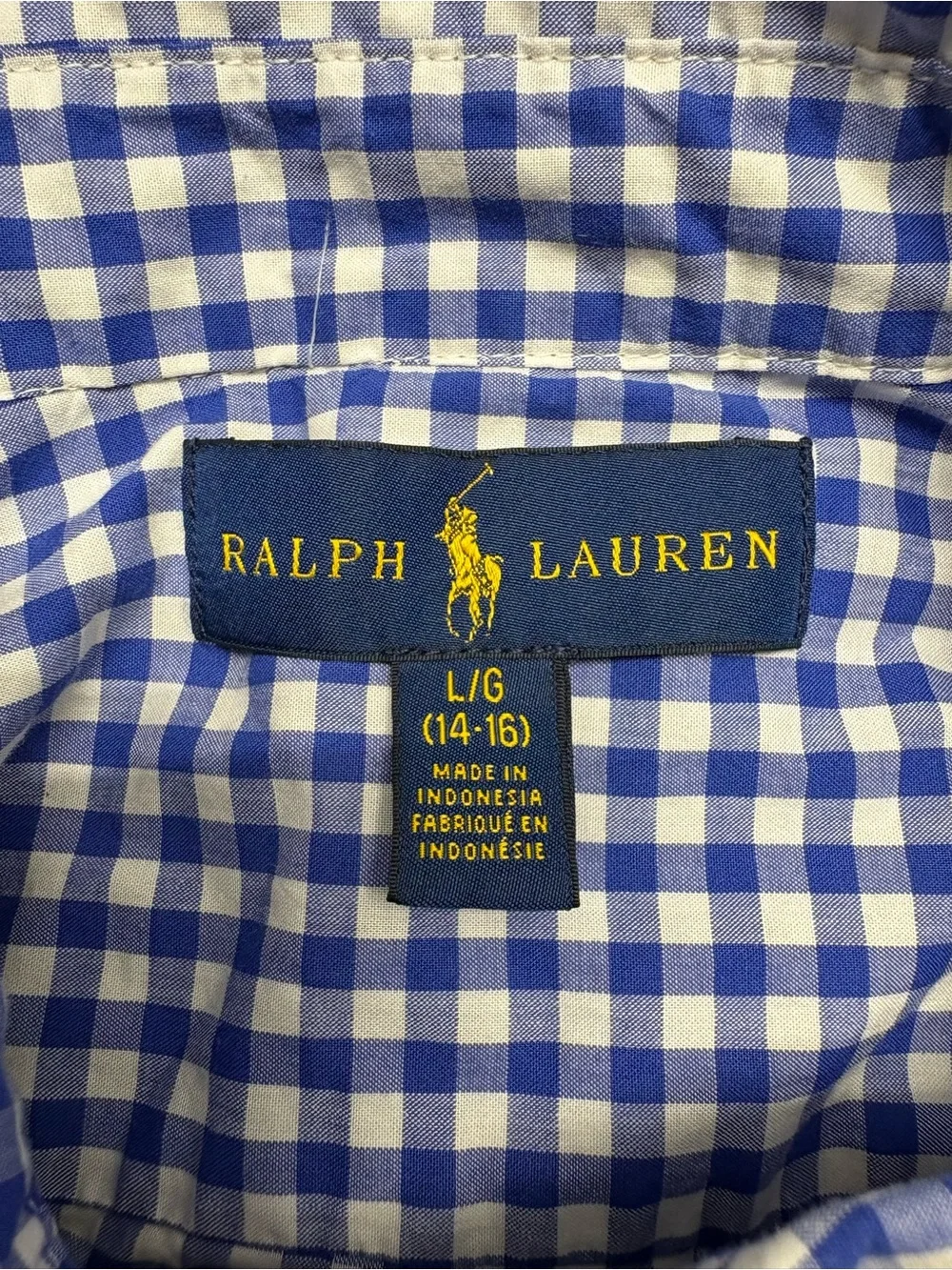 Ralph Lauren Blue and White Gingham Button-Down Shirt